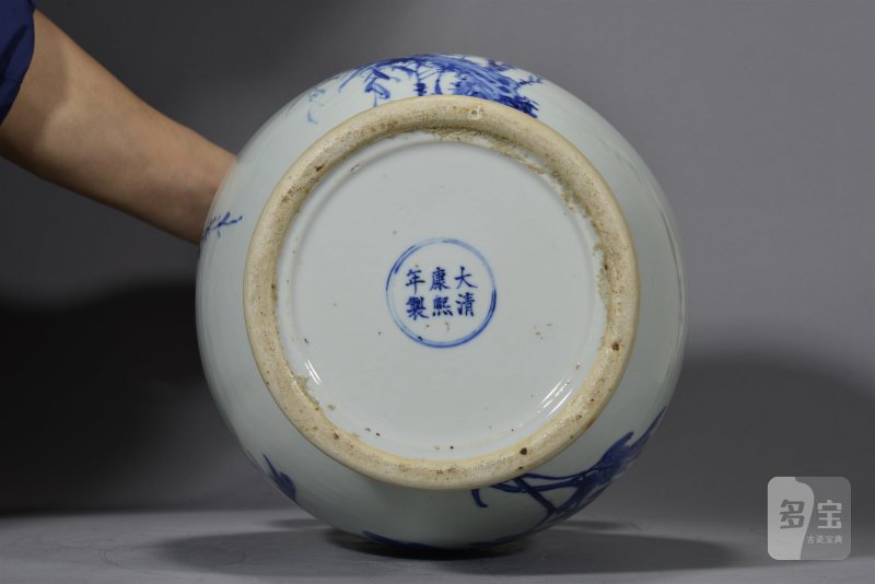 清光绪 金品卿作牡丹一枝秀- 柳燕衔春图青花象耳瓶 - 图6
